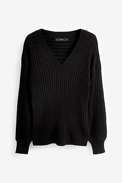 Next V-Ausschnitt-Pullover Gerippter Pullover mit V-Ausschnitt, Kurzgröße ( günstig online kaufen