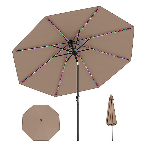 COSTWAY Sonnenschirm 300cm mit LED, Kurbel, günstig online kaufen