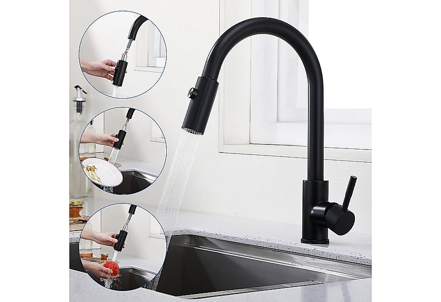 HOMELIVE Spültischarmatur Wasserhahn Küche ausziehbar Küchenarmatur mit 2 S günstig online kaufen