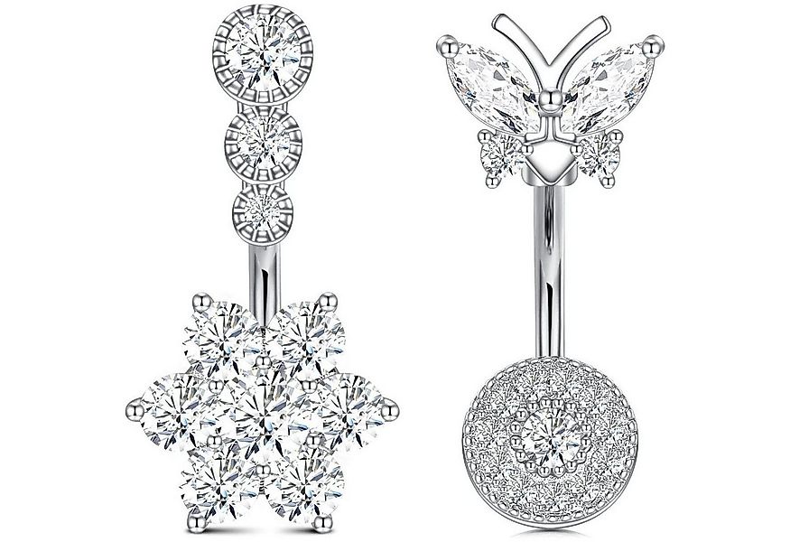 vcmart Bauchnabelpiercing 2stk Bauchnabelpiercing Herz 10mm Silber Gold Chi günstig online kaufen