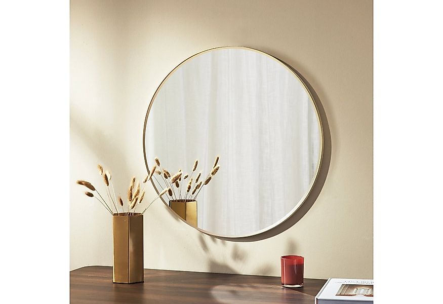 Boromal Wandspiegel Rund 60 50 Rundspiegel Gold Flurspiegel modern mit Alu günstig online kaufen
