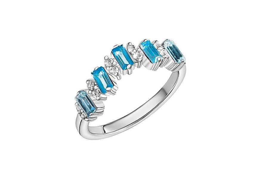 Zeeme Fingerring Silber 925 rhodiniert mit 12x Weißtopas + 5x Blautopas (be günstig online kaufen