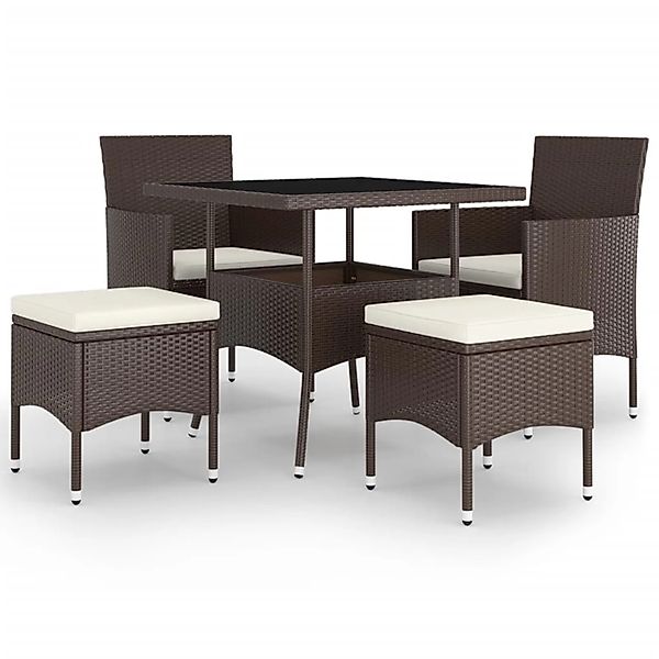 vidaXL 5-tlg Garten-Essgruppe Poly Rattan Braun Modell 6 günstig online kaufen