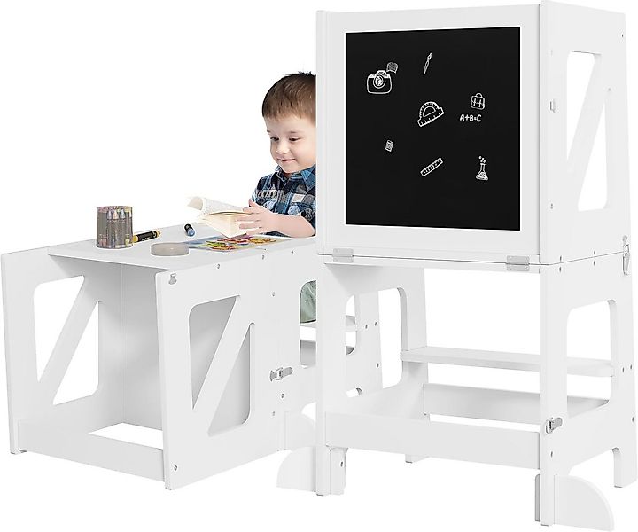 Woltu Tritthocker, Montessori Lernturm 3 in 1, Kindertafel, mit Rausfallsch günstig online kaufen