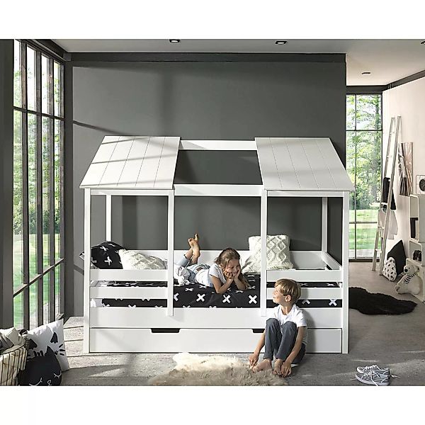 Hausbett ALEXANDRIA-12 Kinderbett mit 90 x 200 cm Liegefläche und Bettschub günstig online kaufen