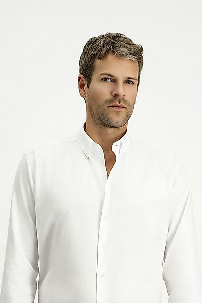 KIGILI Businesshemd Slim Fit Langärmeliges Baumwolle Oxford-Hemd günstig online kaufen