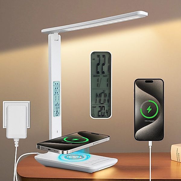 MUPOO Schreibtischlampe LED Schreibtischlampe, kabellosem Laden günstig online kaufen