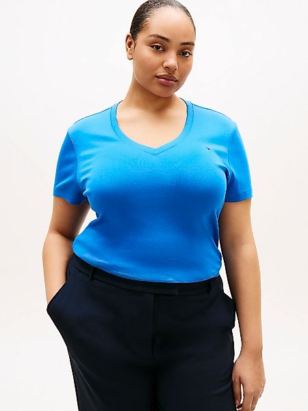 Tommy Hilfiger Curve V-Shirt "CRV SLIM CODY V-NK SS" in großen Größen, Baum günstig online kaufen