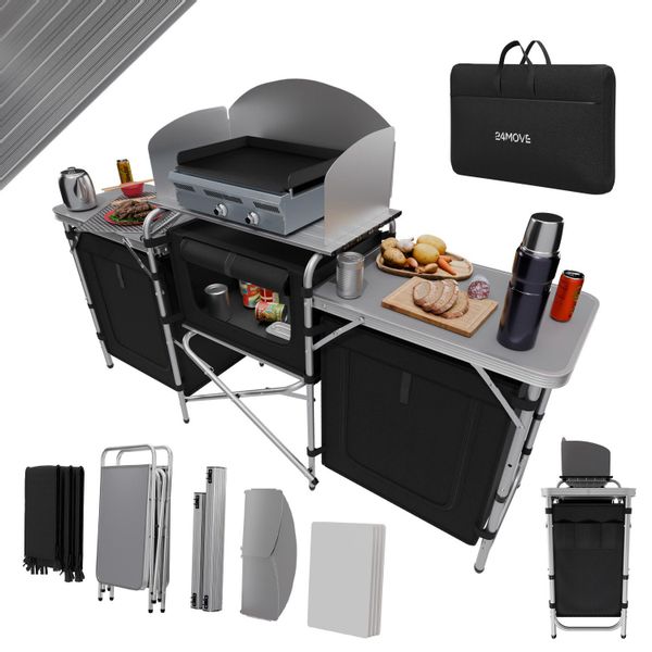 24MOVE Campingküche Campo Faltbar Alu Arbeitsplatte Staufächer günstig online kaufen