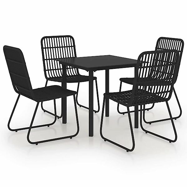 5-tlg. Garten-essgruppe Poly Rattan Und Glas günstig online kaufen