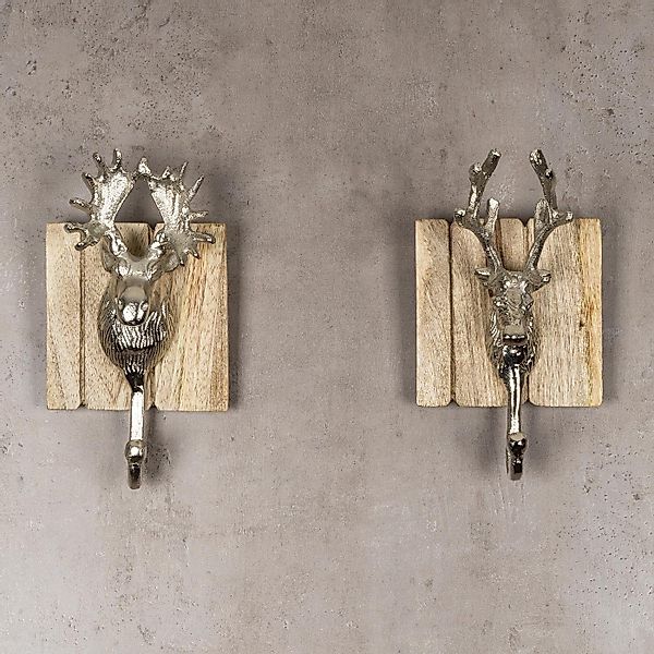 Levandeo® Garderobenhaken, 2er Set Wandhaken Hirsch günstig online kaufen