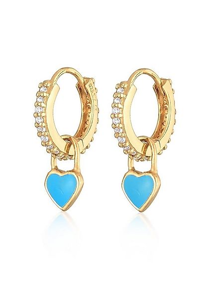 Elli Paar Creolen Creolen Zirkonia Herzen Emaille 925 Silber, Herz günstig online kaufen