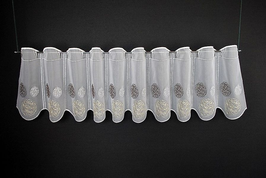 Verdi Scheibengardine bestickte Kugeln, Stangendurchzug, transparent, günstig online kaufen