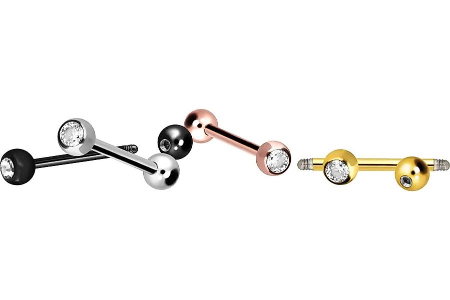 PIERCINGLINE Brustwarzenpiercing Chirurgenstahl Barbell KRISTALL (Barbells günstig online kaufen