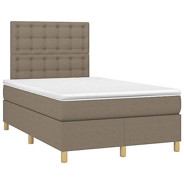 vidaXL Bett Boxspringbett mit Matratze & LED Taupe 120x190 cm Stoff günstig online kaufen