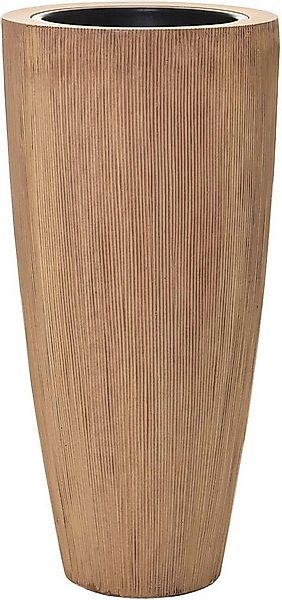 VIVANNO Pflanzkübel Fiberglas CITY Rund - Streifenbeige Geriffelt (1 St), 3 günstig online kaufen