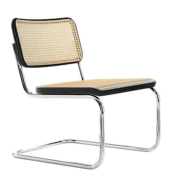 THONET S32 VL Lounge-Freischwinger | Buche schwarz gebeizt | Gestell verchr günstig online kaufen