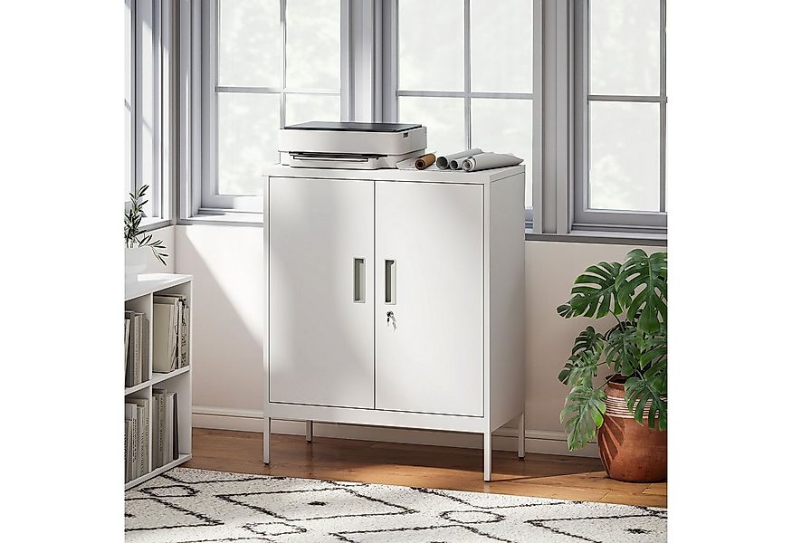 HOMCOM Aktenschrank mit 2 Türen, 2 höhenverstellbaren Einlegeböden, Schloss günstig online kaufen