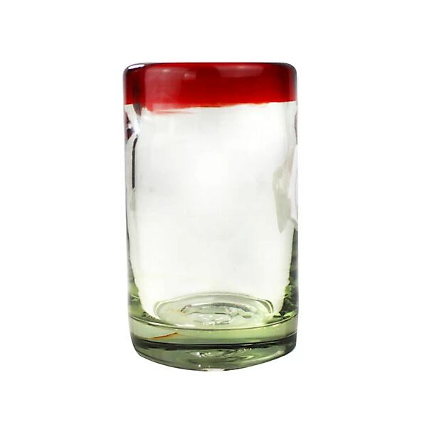 Saftglas Mit Rotem Rand 100ml, Trinkglas Handmade günstig online kaufen