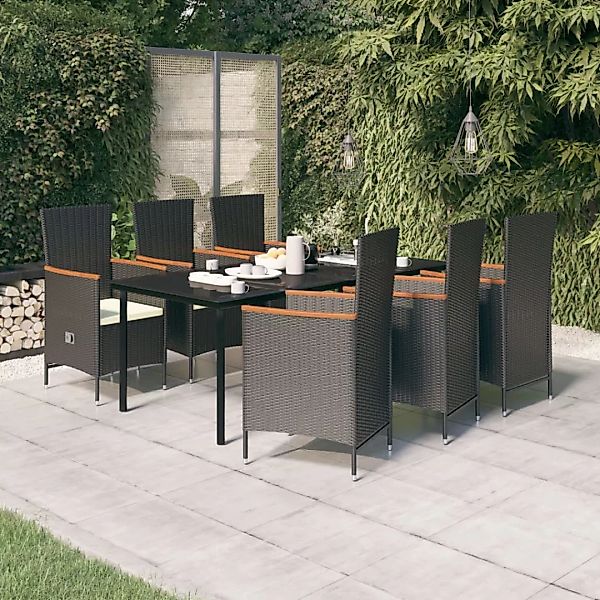 Vidaxl 7-tlg. Garten-essgruppe Mit Auflagen Schwarz günstig online kaufen