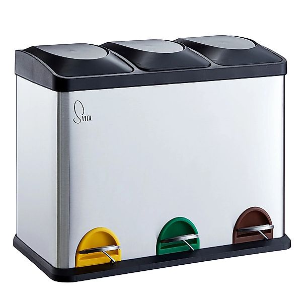 Svita TC3X15 Mülleimer Papierkorb Edelstahl Treteimer Abfalleimer Recycling günstig online kaufen