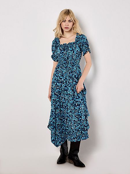 Apricot Midikleid Florales Kleid, mit Smokdetails günstig online kaufen