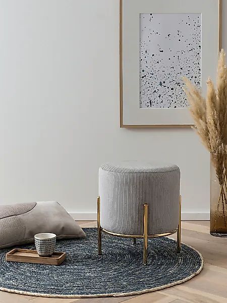 SalesFever Polsterhocker, mit Design-Gestell aus goldfarbenem Metall günstig online kaufen