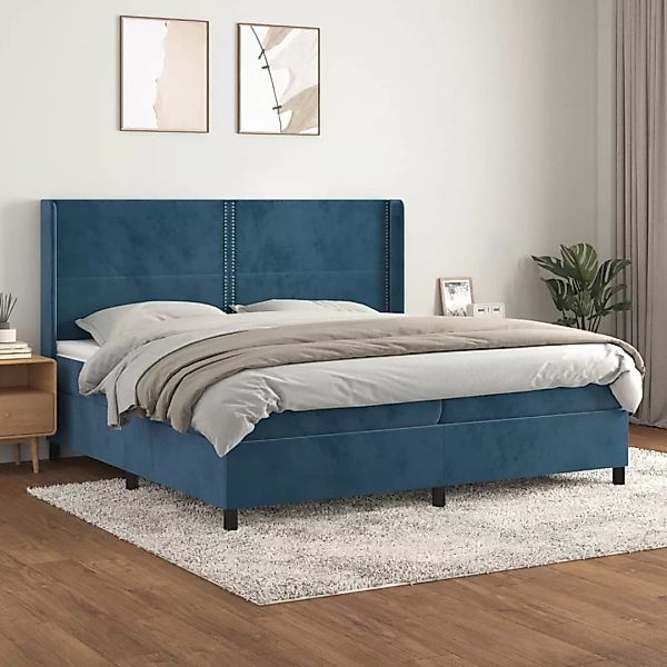 Vidaxl Boxspringbett Mit Matratze Dunkelblau 200x200 Cm Samt günstig online kaufen