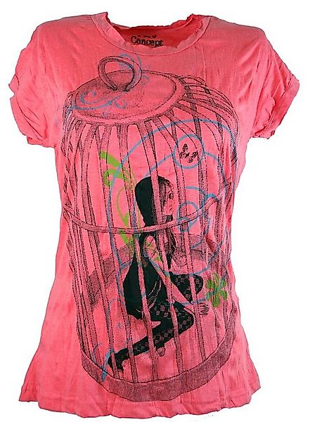 Guru-Shop T-Shirt Pure T-Shirt - himbeer Festival, Goa Style, alternative B günstig online kaufen