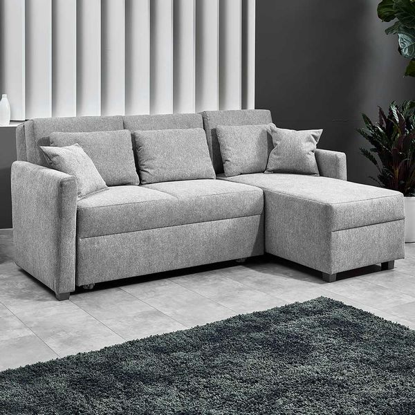 Moderne Eck Klappcouch in Silbergrau Bettkasten günstig online kaufen