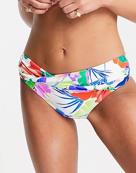 Figleaves – Santa Monica – Bikinihose mit verdrehtem Design und Blumenmuste günstig online kaufen