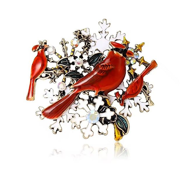 Dark-Desires Brosche Winterlichte Brosche "Kardinälen und Schneeflocken", D günstig online kaufen