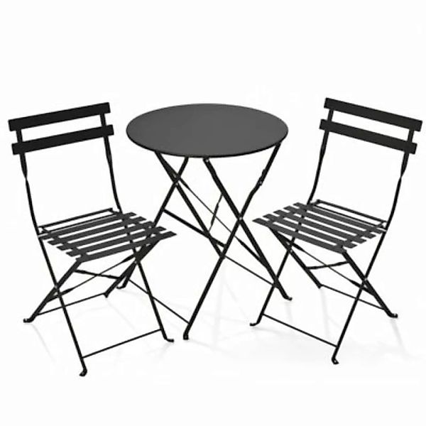 Gartenfreude Balkonset Metall Bistro-Set (2x Stuhl 1xTisch) klappbar anthra günstig online kaufen