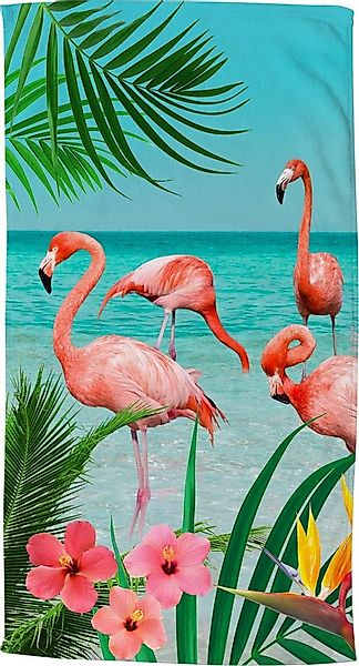 good morning Strandtuch Strandtuch "Flamingo", Polyester, Polyvelours Motiv günstig online kaufen