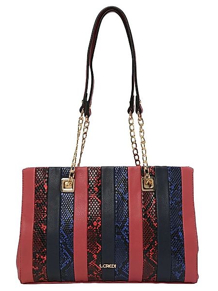 L. CREDI Shopper L.CREDI-Damen-Shopper Bag Henkeltasche LEONORA Fb. Blau/Ro günstig online kaufen