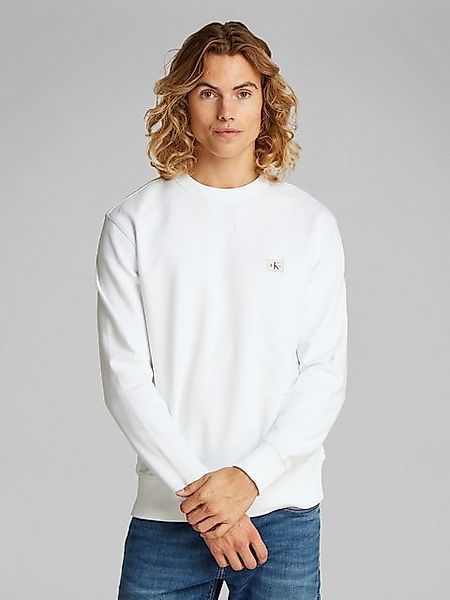 Calvin Klein Jeans Sweatshirt WOVEN LABEL CREW NECK Logostickerei günstig online kaufen