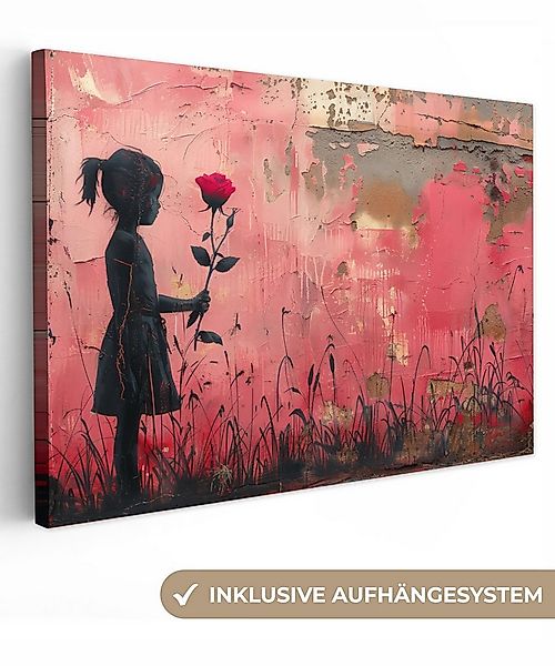 OneMillionCanvasses® Leinwandbild Graffiti - Mädchen - Rosa - Straßenkunst günstig online kaufen