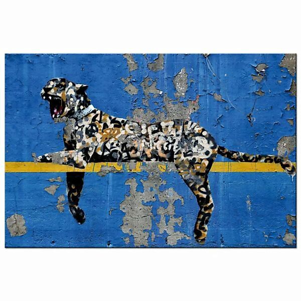 Wandbild Banksy Blue Leopard Bilder Wohnzimmer günstig online kaufen