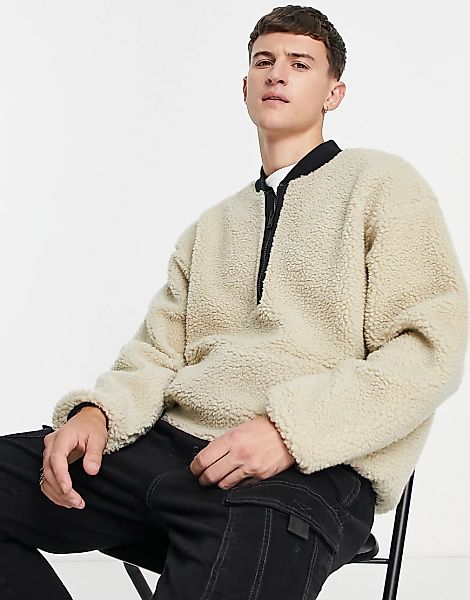 Levi's – Sweatshirt in Beige aus Lammfellimitat mit kurzem Reißverschluss-N günstig online kaufen