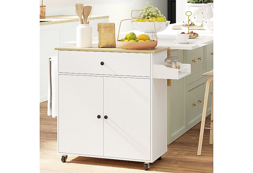 HOMCOM Servierwagen Kücheninsel mit Klappbar Arbeitsplatte, Schublade, (Küc günstig online kaufen