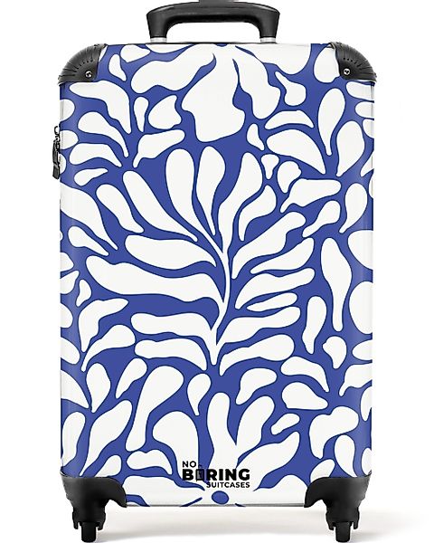 NoBoringSuitcases.com© Hartschalen-Trolley Blau mit weißen Blumen günstig online kaufen