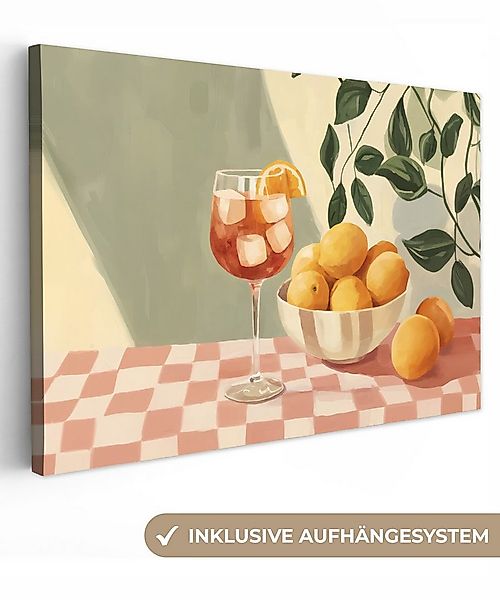 OneMillionCanvasses® Leinwandbild Zitronen - Glas - Tischtuch - Blockiert, günstig online kaufen