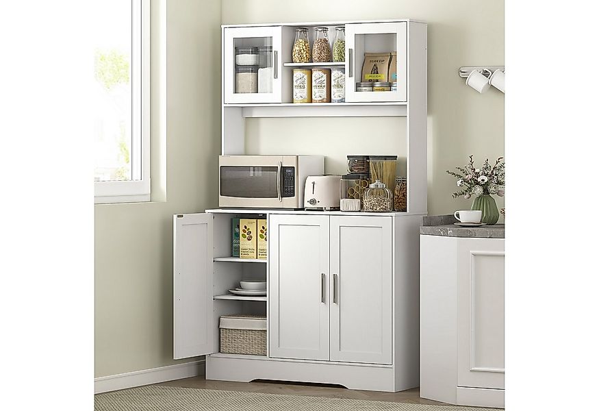 HOMCOM Küchenbuffet Hochschrank mit Arbeitsplatte, Verstellbaren Einlegeböd günstig online kaufen