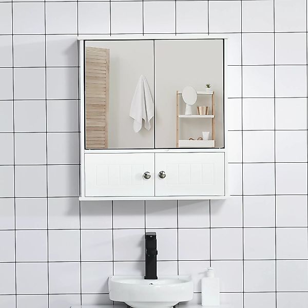 kleankin Spiegelschrank  Badezimmerschrank mit Regalen aus Glas, Hängeschra günstig online kaufen