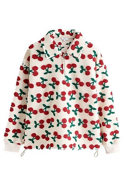 Next Fleecepullover Borg-Fleece mit RV-Kragen und Grafik (1-tlg) günstig online kaufen