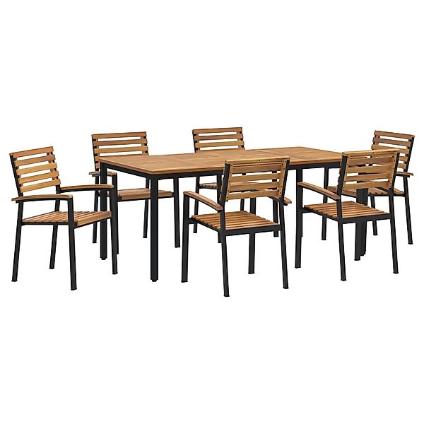 vidaXL 7-Teilige Garten Essgruppe aus Massivem Akazienholz und Metall 32844 günstig online kaufen