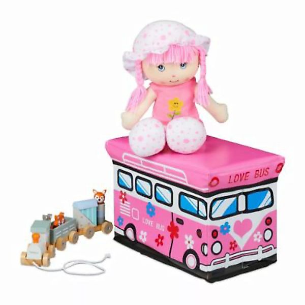 relaxdays Spielzeugkiste faltbar mit Deckel rosa günstig online kaufen