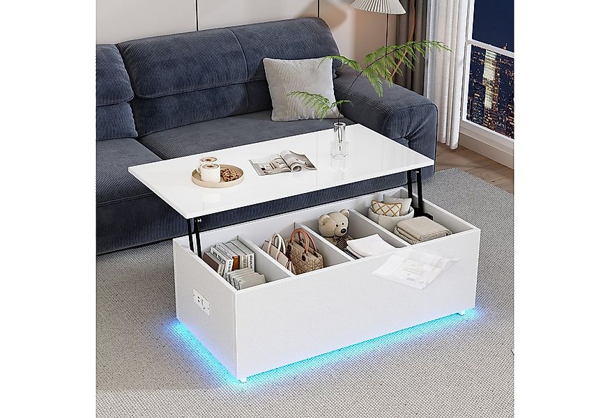 Merax Couchtisch Hochglanz mit LED-Beleuchtung (1-St., Satztisch Beistellti günstig online kaufen