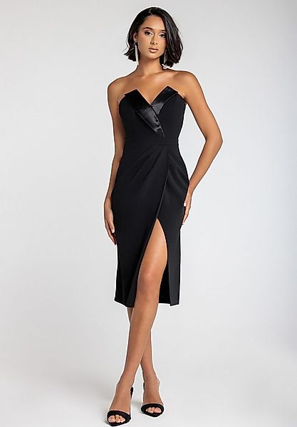 Goddiva Midikleid Satin Collar Scuba Midi Dress Satinkragen, Wickeloptik, f günstig online kaufen