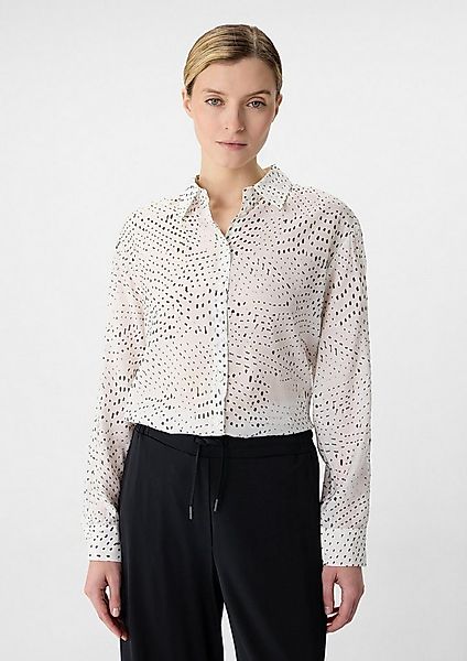 comma Langarmbluse Bluse Ramie-Bluse mit All-over-Print günstig online kaufen